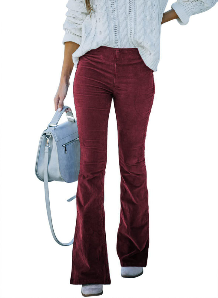 Damen Samt-Flared-Hose Drune