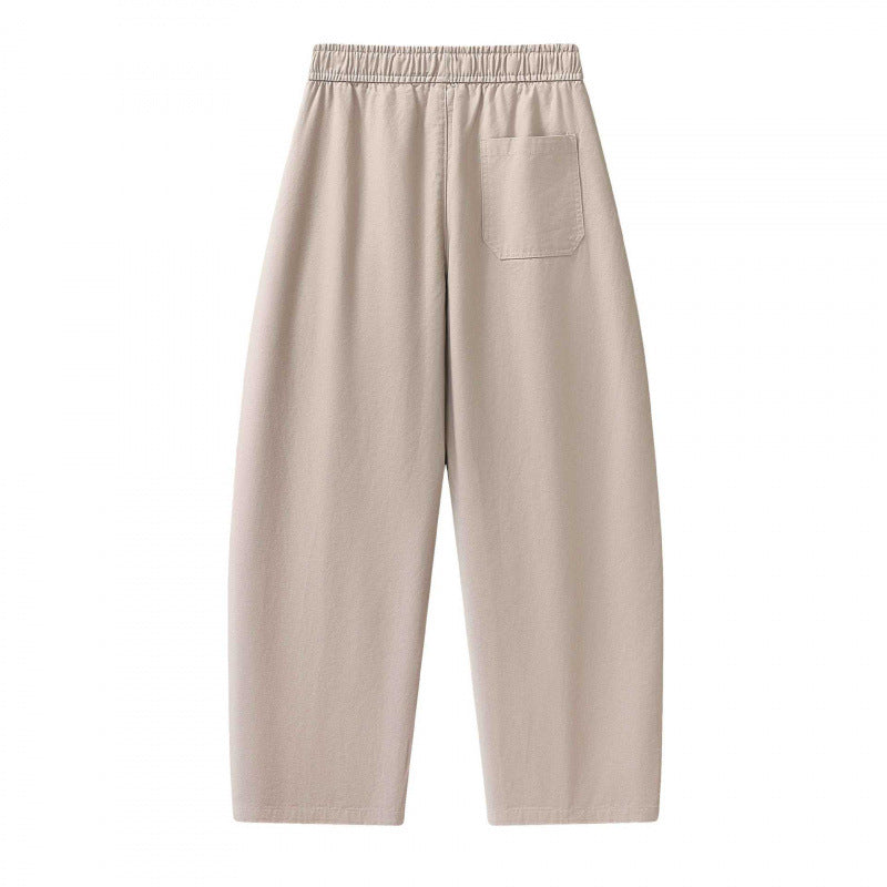 Unisex Weite knöchellange Cargo-Hose im Relaxed-Fit mit elastischem Tunnelzugbund und Reißverschlusstaschen Drune