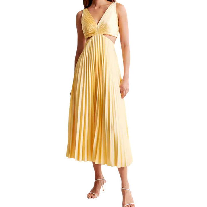 Damen nan plissiertes Midikleid mit gedrehter Bustierpartie und seitlichen Cut-Outs Drune