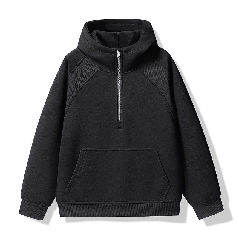 Unisex Halbzip-Kapuzenpullover mit hohem Kragen, Kängurutasche & gerippten Bündchen Drune