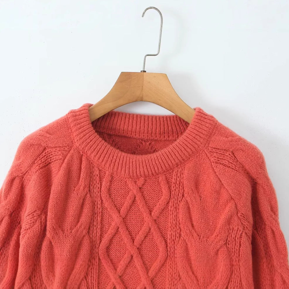 Damen Luxus gestrickter Pullover mit Zopfmuster Drune