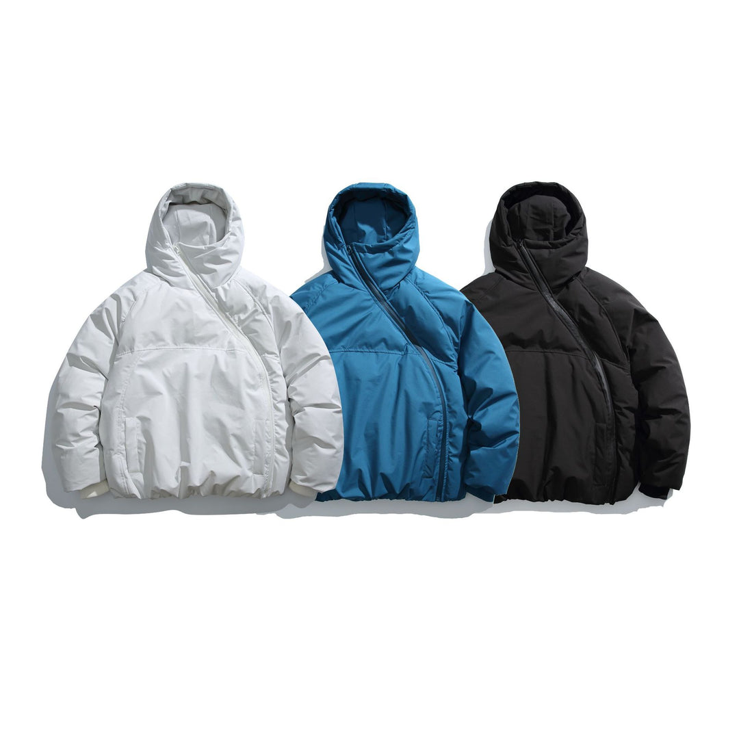 Unisex Kurz geschnittener asymmetrischer Steppparka mit Kapuze und Thermo‑Isolierung Drune