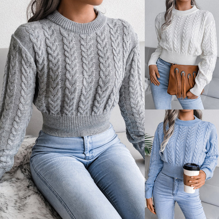 Damen Grobstrickpullover mit elegantem Zopfmuster und tailliertem Schnitt Drune