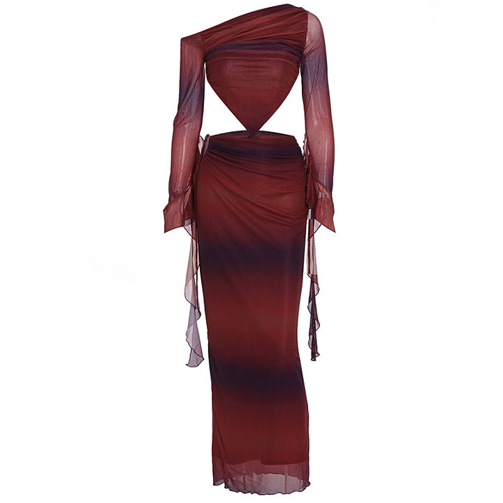 Damen Asymmetrisches Maxikleid mit raffinierten Cut-Outs und innovativem Design Drune