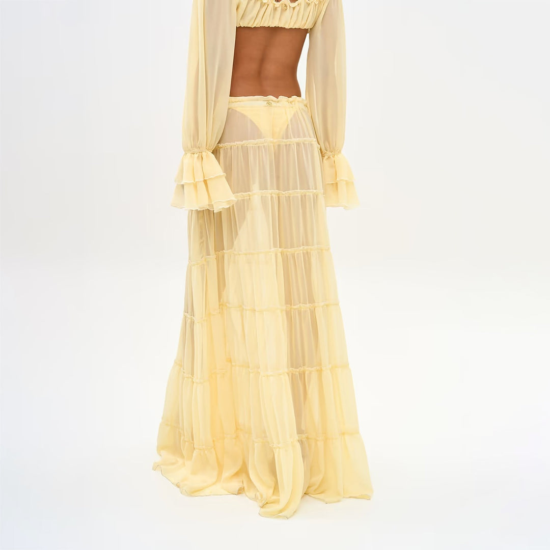 Damen luftiges Strandkleid mit Rüschen Drune