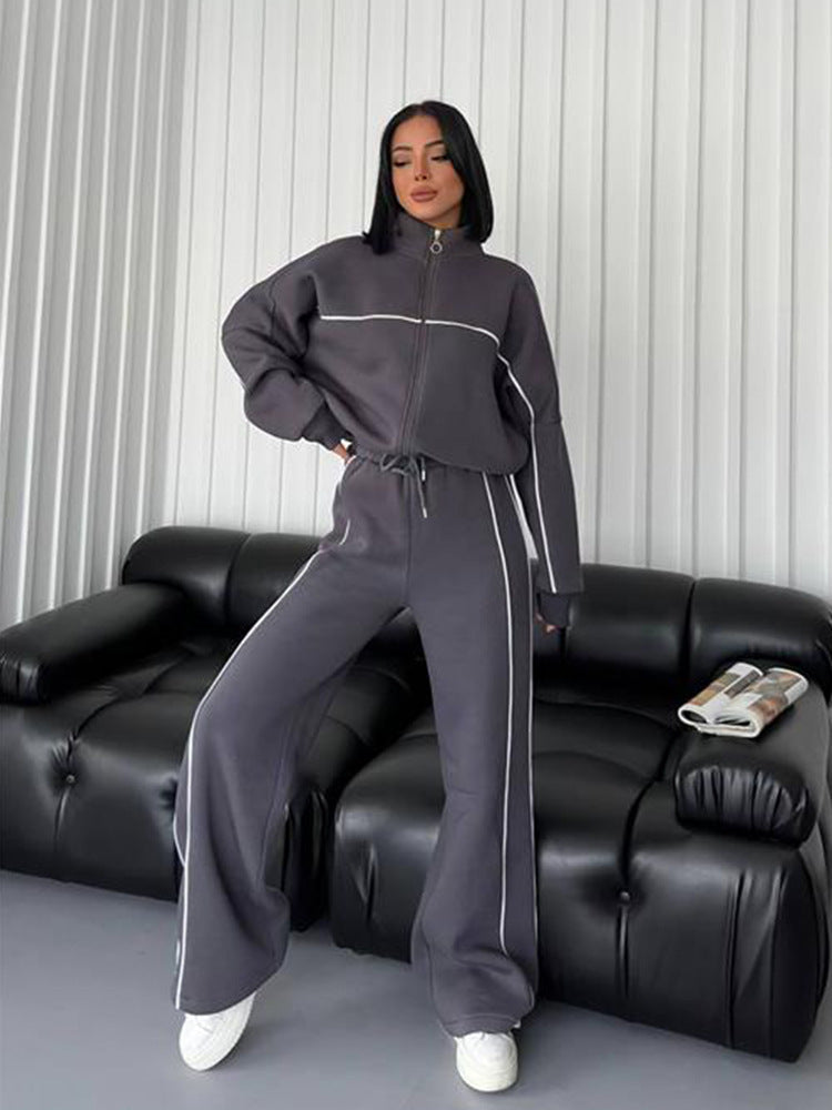 Damen Sportliches Wohlfühl-Set mit hohem Kragen und weitem Schnitt Drune