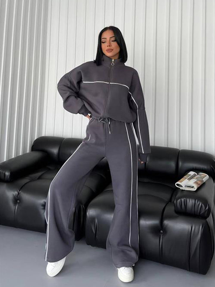 Damen Sportliches Wohlfühl-Set mit hohem Kragen und weitem Schnitt Drune