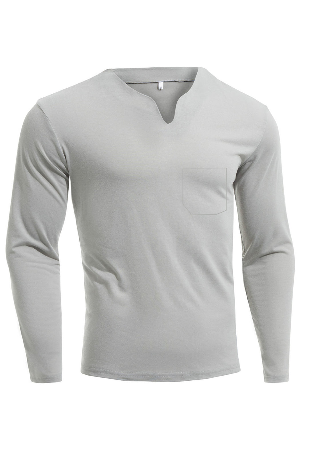 Herren nan Langarmshirt mit V-Ausschnitt Slim Fit Baumwollmix und elastischem Komfortbund Drune