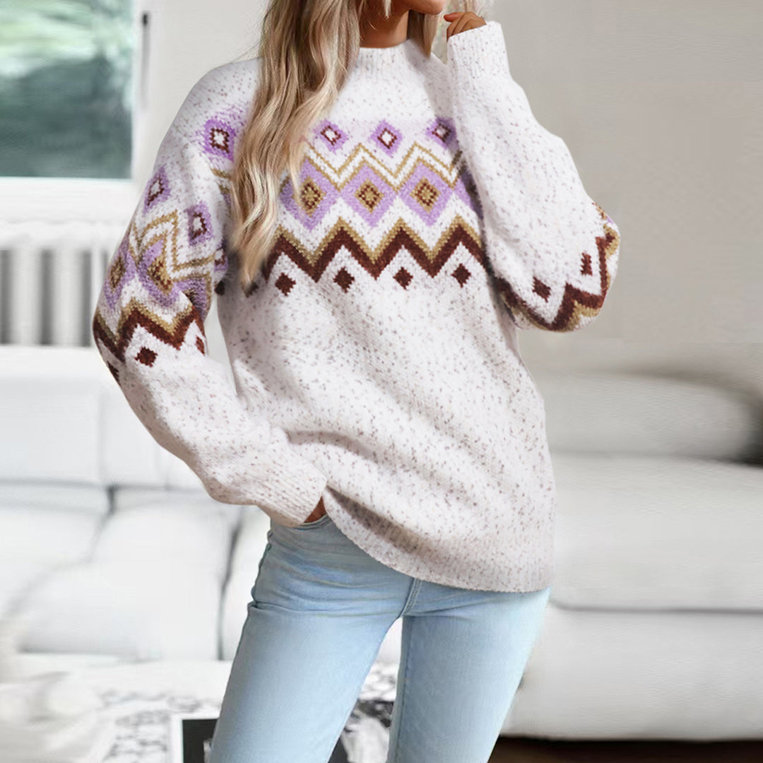 Damen Strickpullover mit geometrischem Muster Drune