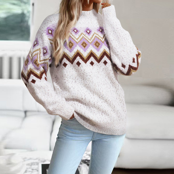 Damen Strickpullover mit geometrischem Muster Drune