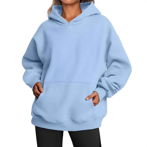 Damen lässiger Kapuzenpullover mit bequemer Passform und Kängurutasche Drune