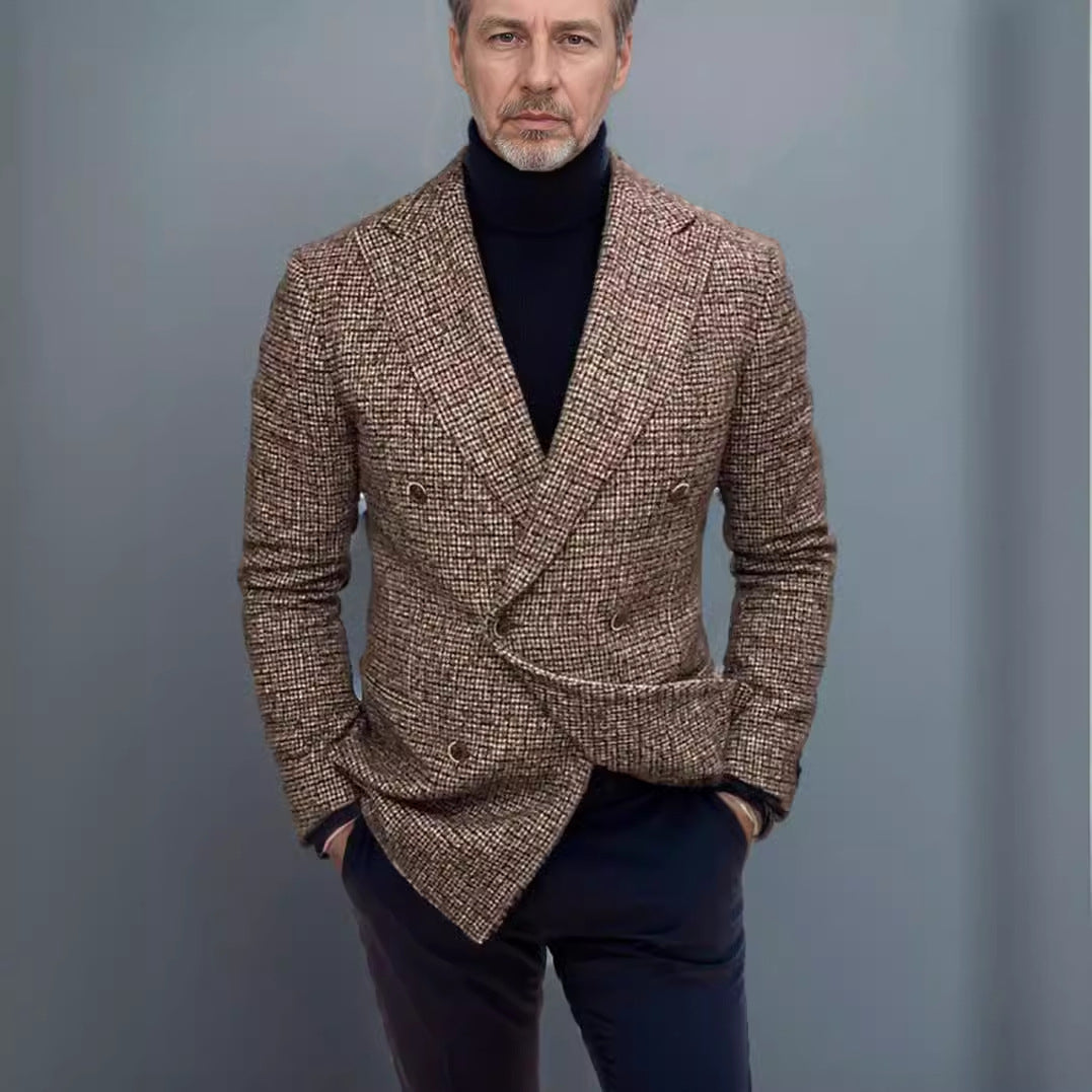 Herren zweireihiger Blazer aus hochwertigem Stoff mit modernen Details Drune