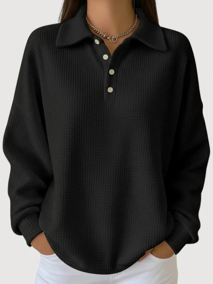 Damen Lässiges Waffel-Pullover
