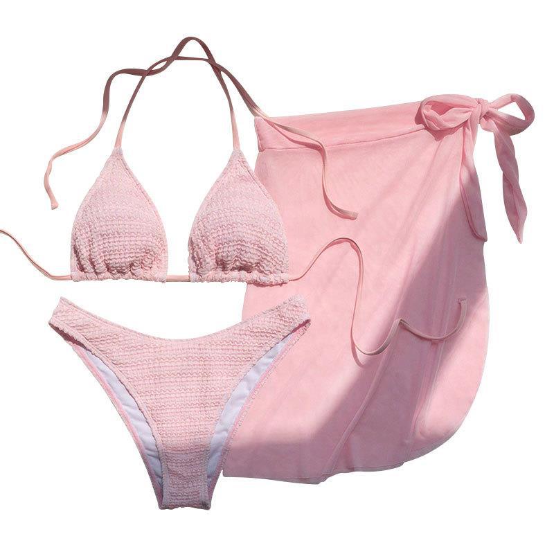 Damen Bikini-Set mit geflochtenem Oberteil und seitlichem Wickelrock Drune
