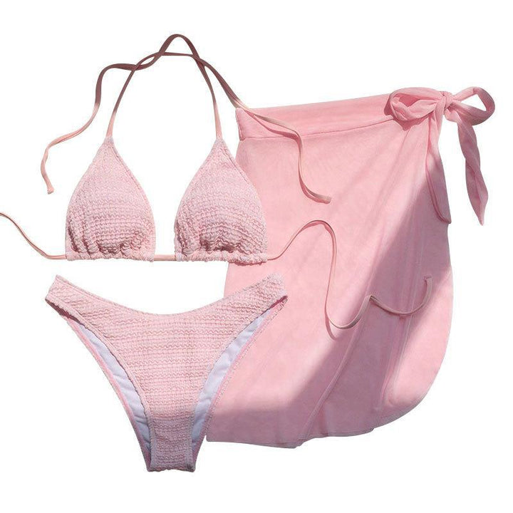 Damen Bikini-Set mit geflochtenem Oberteil und seitlichem Wickelrock Drune