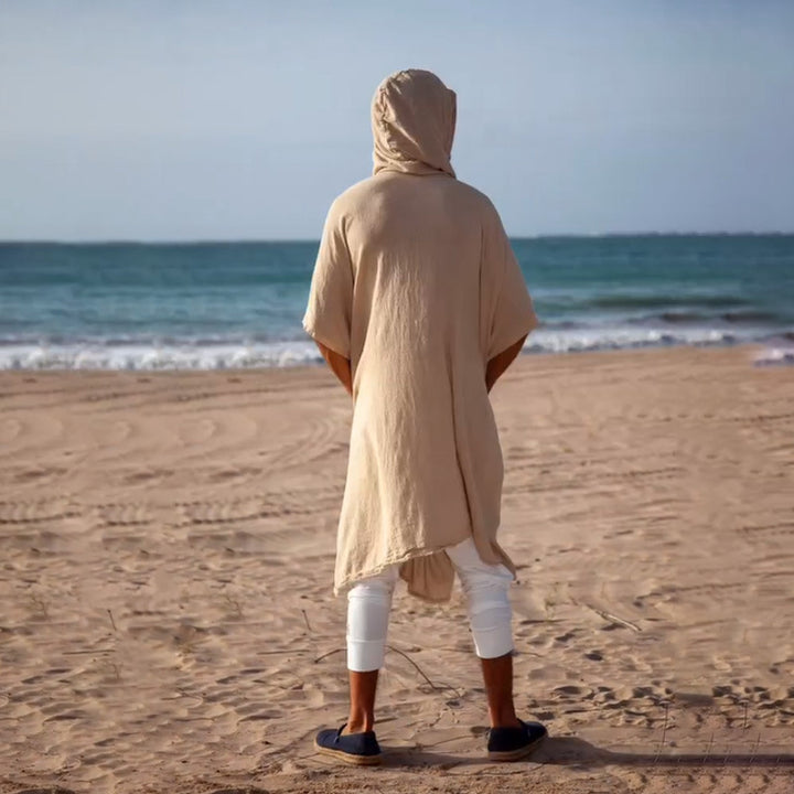 Herren Kapuzen-Kaftan aus Leinen-Baumwoll-Mix Oversize mit Taschen Drune