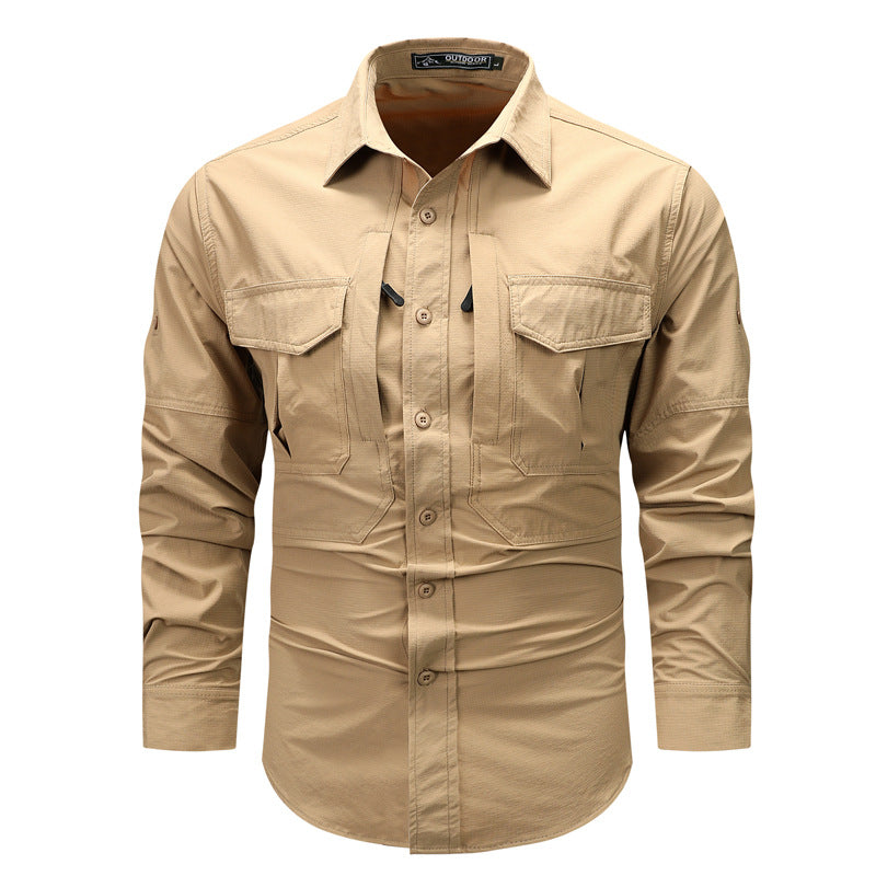 Herren nan strukturiertes Overshirt aus atmungsaktivem Ripstop mit zwei Klappbrusttaschen Drune