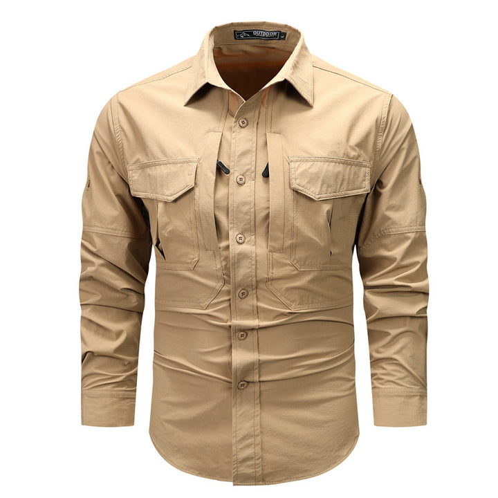 Herren  strukturiertes Overshirt aus atmungsaktivem Ripstop mit zwei Klappbrusttaschen Drune