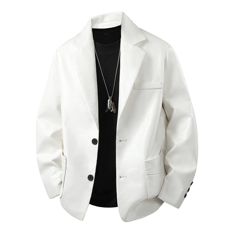 Herren Modische Kunstlederjacke mit eleganter Schnittführung Drune