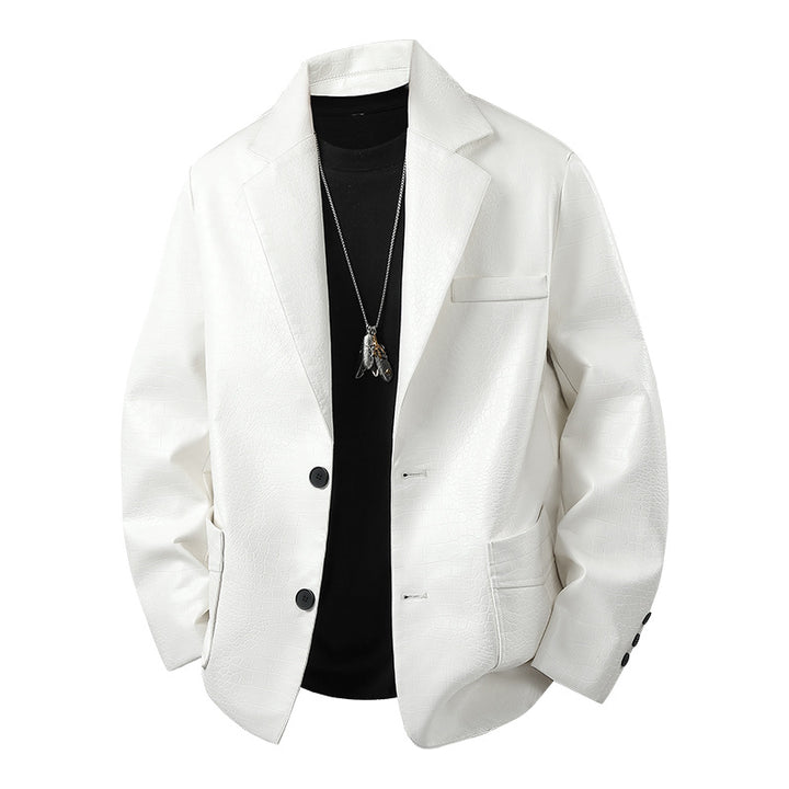 Herren Modische Kunstlederjacke mit eleganter Schnittführung Drune