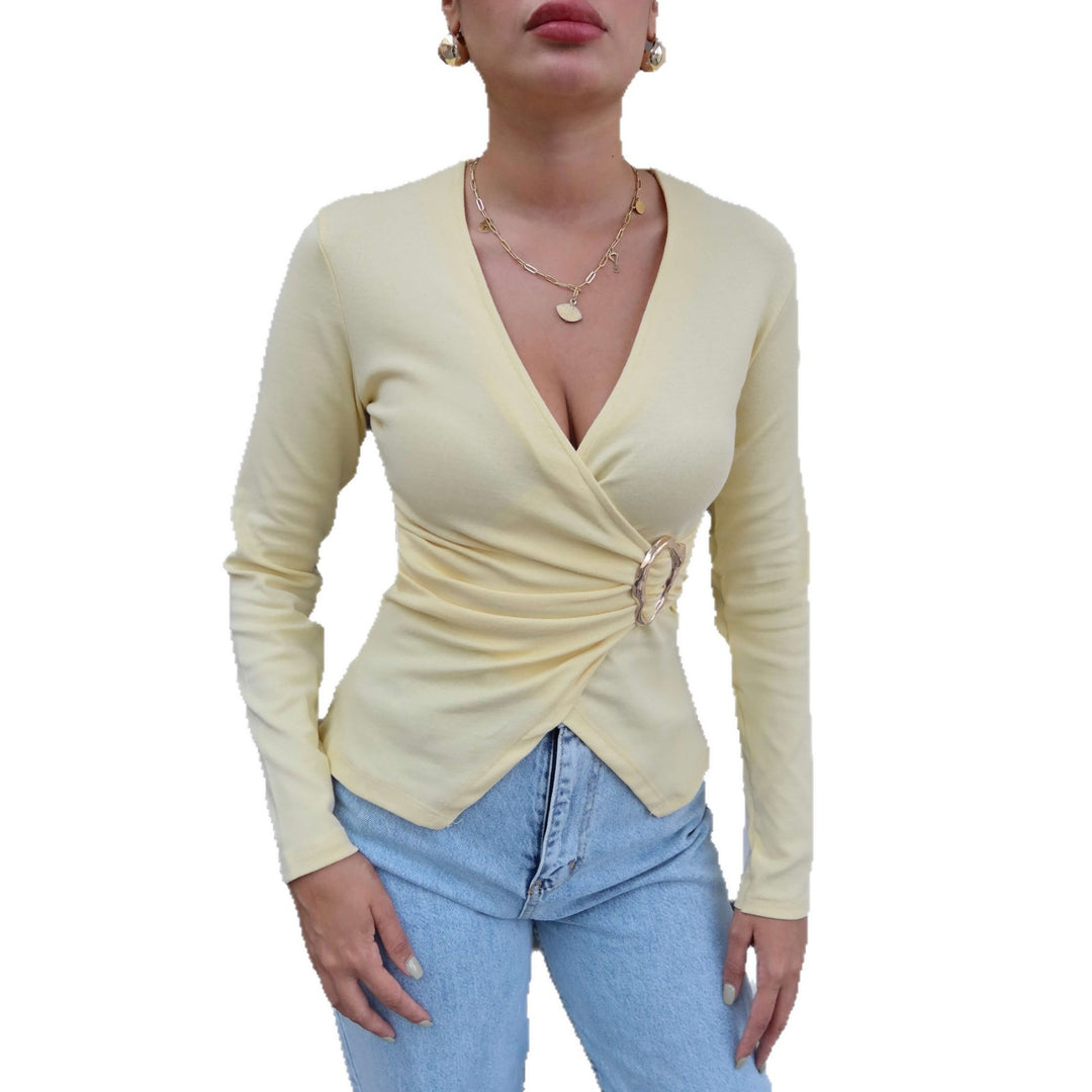 Damen Wickeloberteil mit dekorativem Ringdetail und tailliertem Schnitt Drune