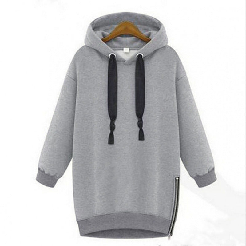 Damen Oversize Kapuzenpullover mit seitlichem Reißverschluss Drune