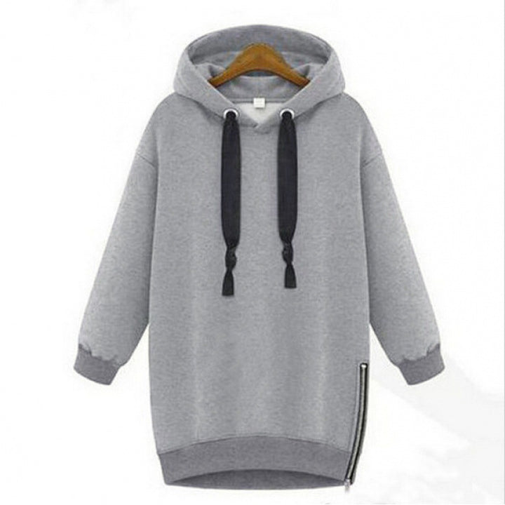 Damen Oversize Kapuzenpullover mit seitlichem Reißverschluss Drune