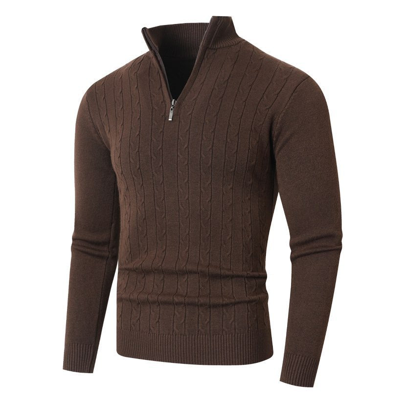 Herren stylischer Strickpullover mit hohem Stehkragen und durchgehendem Reißverschluss Drune