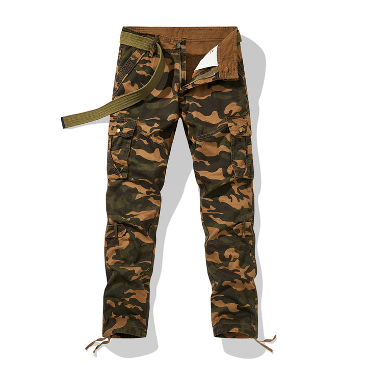Herren Cargohose im Slim-Fit mit verstärkten Knien Multifachtaschen und Stoffgürtel Drune