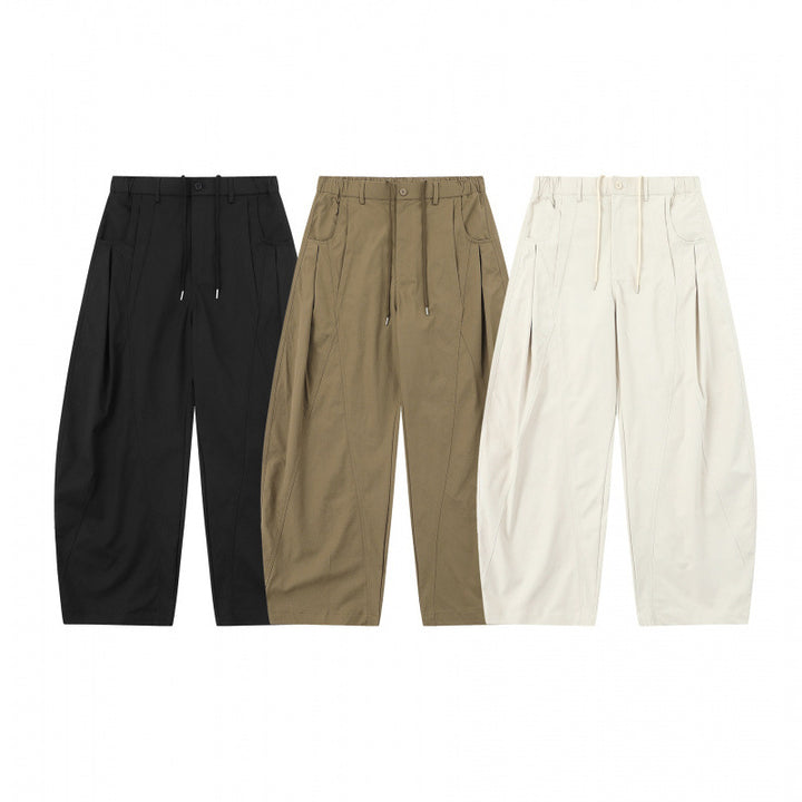 Damen Weite Ballonhose mit Tunnelzugbund, Kellerfalten und aufgesetzten Eingrifftaschen Drune