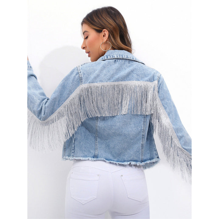 Damen Jeansjacke mit fransenverzierung Drune