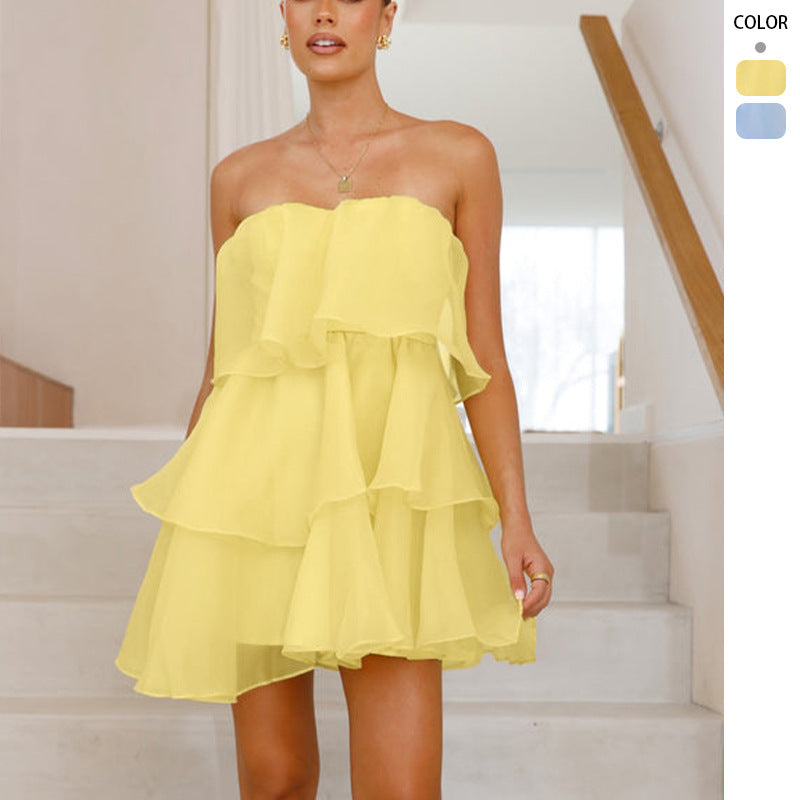 Damen Volantkleid aus leichtem Chiffon Drune