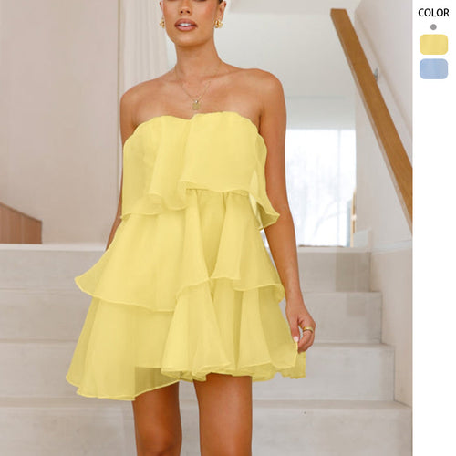 Damen Volantkleid aus leichtem Chiffon Drune