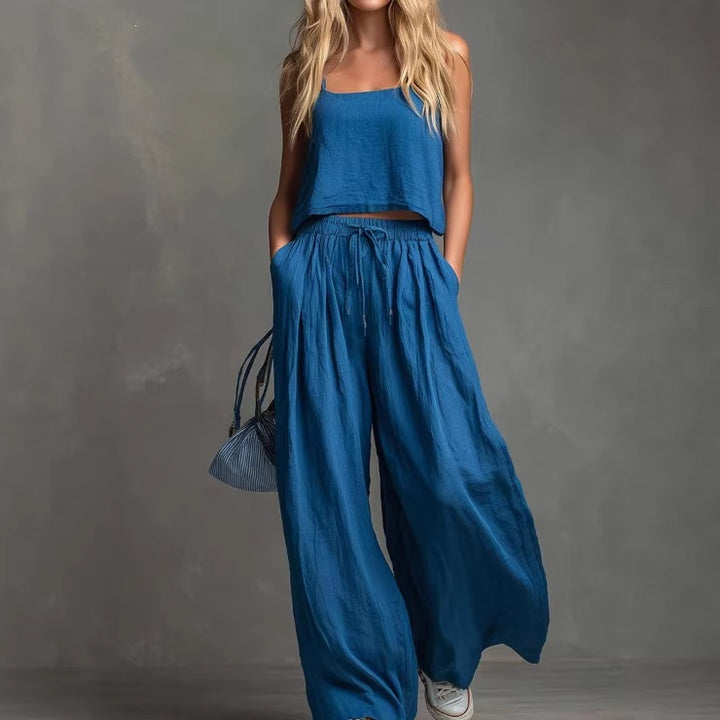 Damen Sommerliches Freizeit-Set mit weitem Oberteil und lässiger Hose Drune