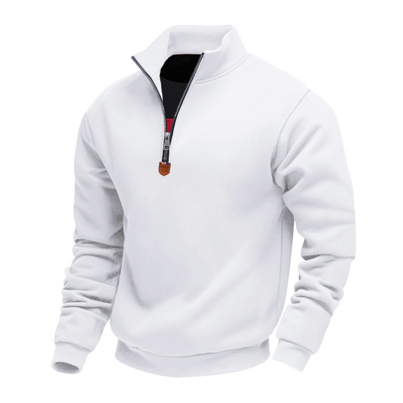 Herren sportlicher Pullover mit halbem Reißverschluss und modischem Stehkragen Drune