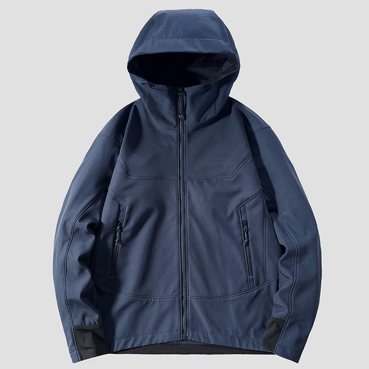 Herren Softshell Outdoorjacke mit winddichter, atmungsaktiver Membran und verstellbarer Kapuze Drune