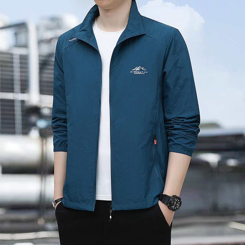 Herren Leichte Outdoor-Jacke mit hohem Stehkragen Drune