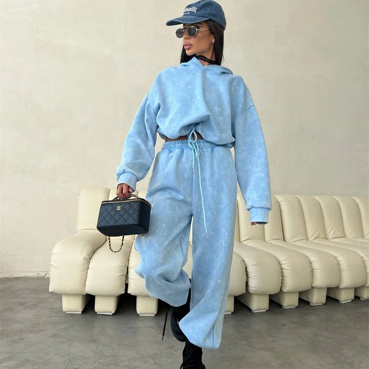 Damen modisches und lässiges Hoodie-Set mit lockerer Passform Drune