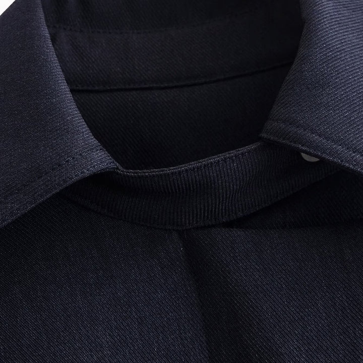 Damen Boxy-Cropped Hemdjacke mit verdeckter Leiste und elastischem Saum Drune