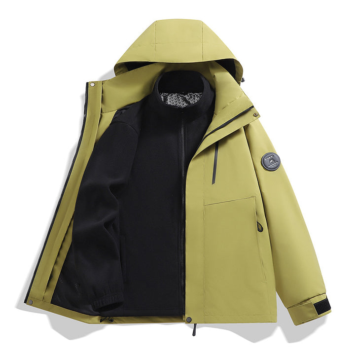 Herren Softshell-Performancejacke mit abnehmbarer Kapuze, verdecktem durchgehendem Reißverschluss und ergonomischem Schnitt Drune