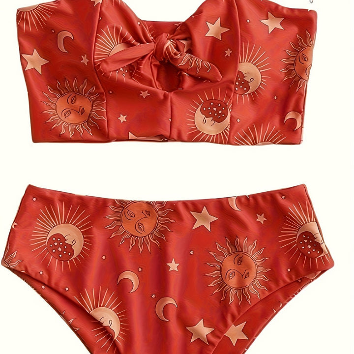 Damen Bikiniset mit strukturiertem Oberteil und hoch geschnittenem Hosenrock Drune
