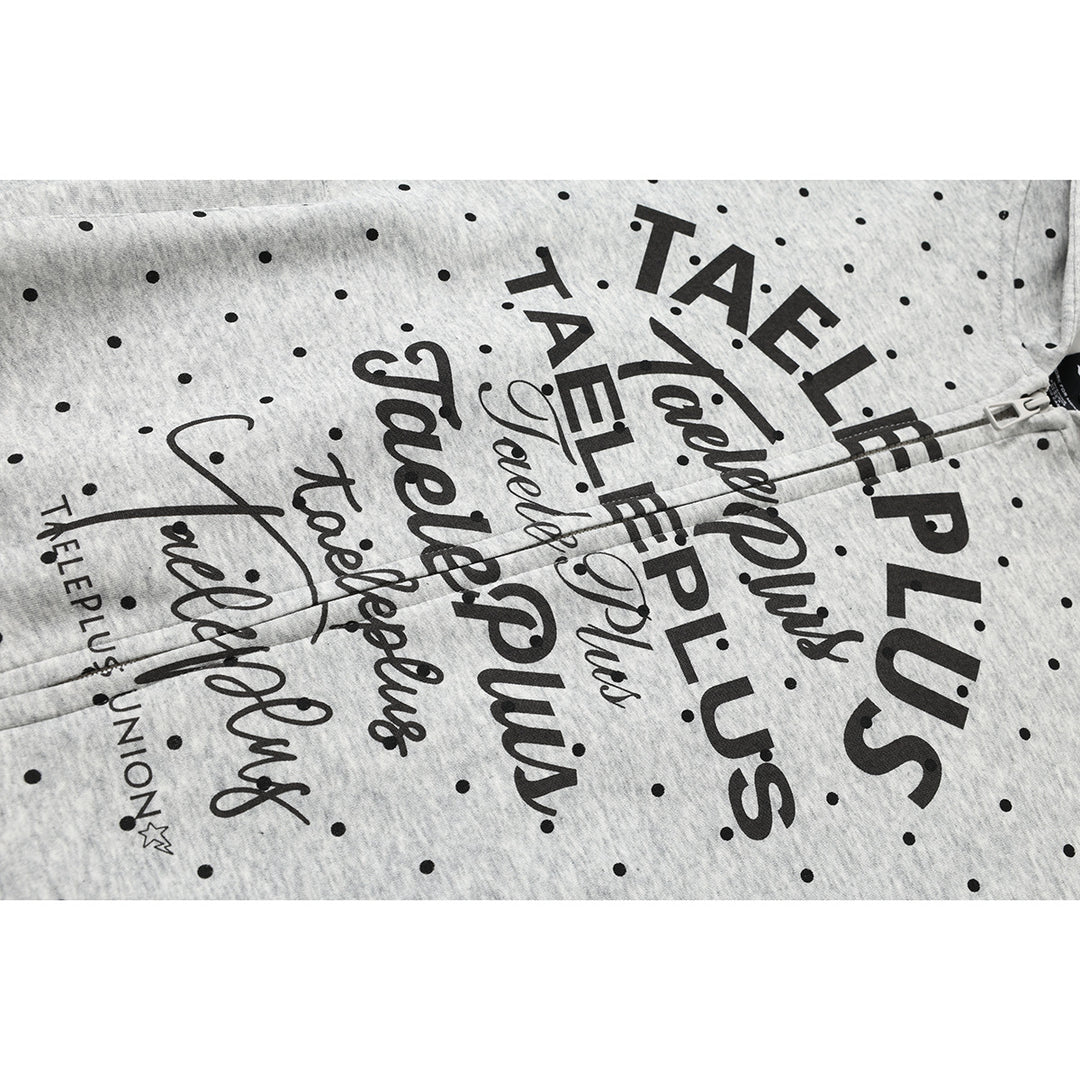 Damen Kapuzen-Sweatjacke mit durchgehendem Reißverschluss, Allover-Pünktchenmuster und mehrfacher Logogestaltung Drune