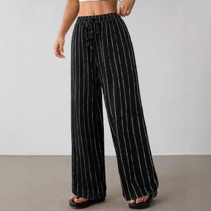 Damen Weite Strickhose mit hohem Bund und Kordelzug Drune