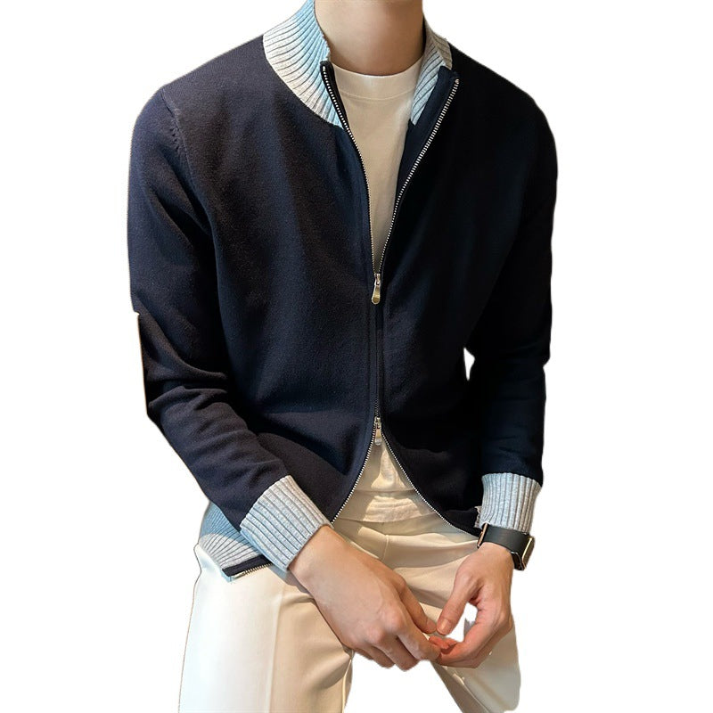Herren Elegante Strickjacke mit Stehkragen Drune