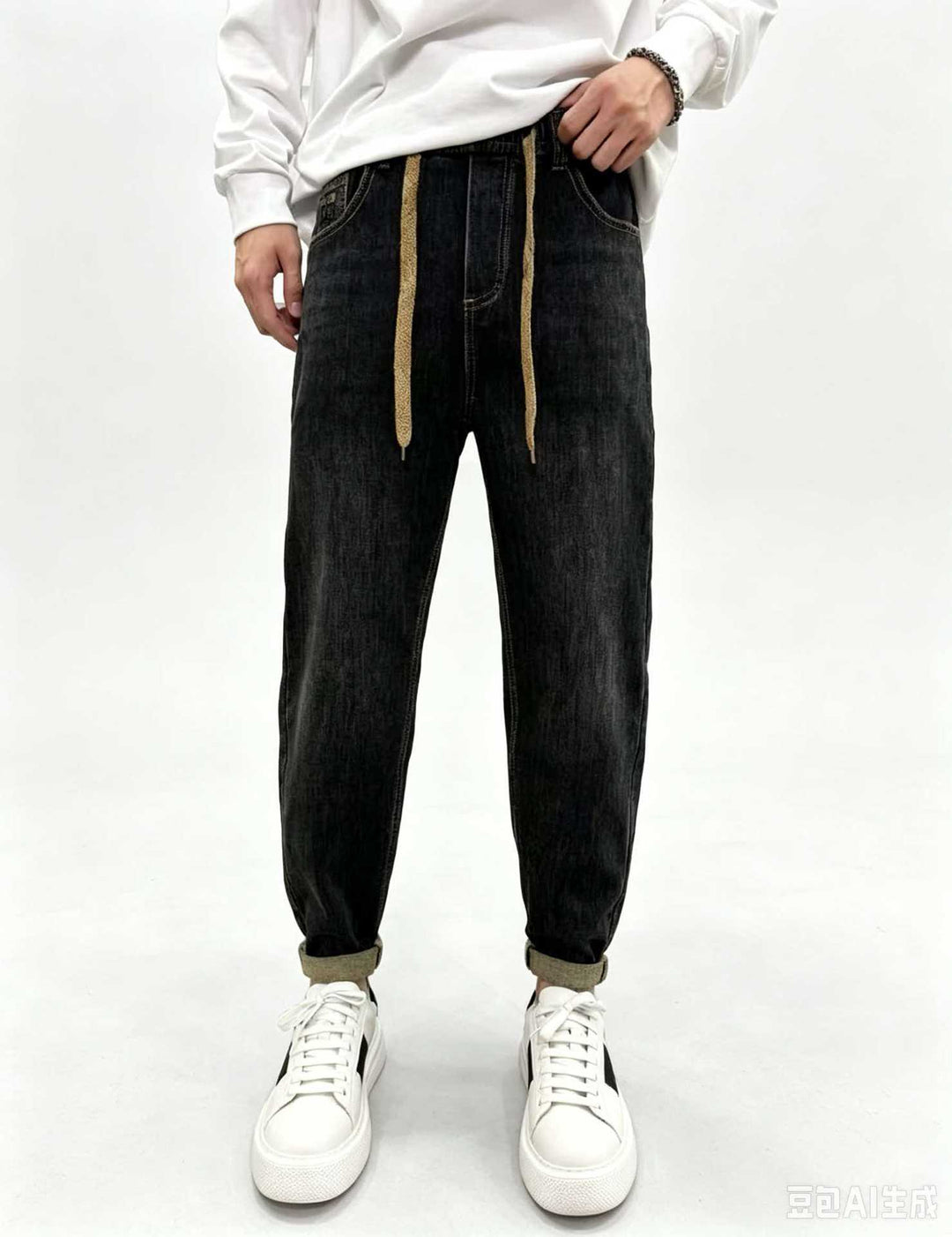 Herren Relaxed Denim-Jogger mit Kordelzug und elastischem Saum Drune