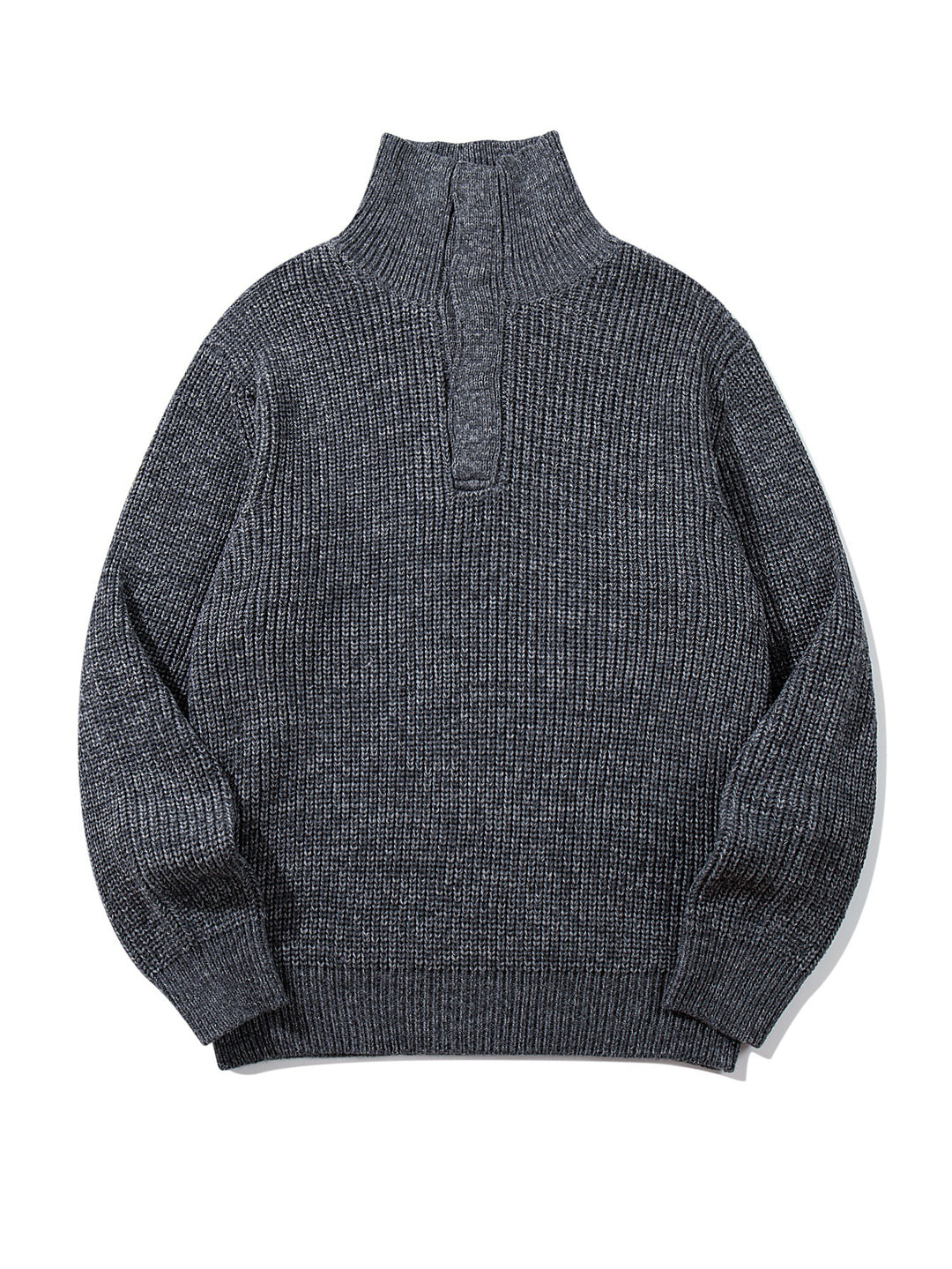 Unisex Grobgestrickter Rollkragenpullover mit halber Knopfleiste Drune