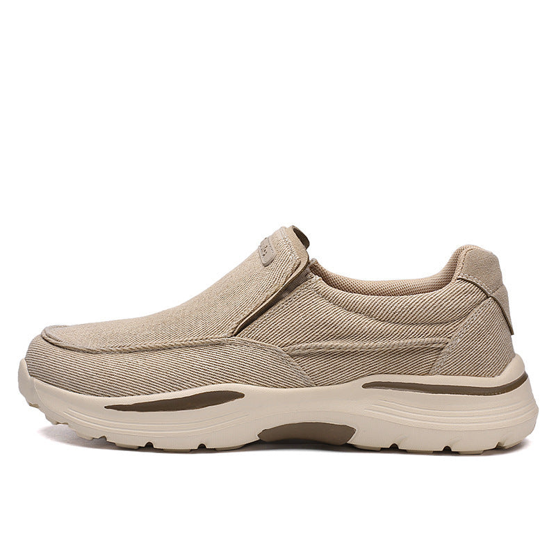Herren leichte Slip-On Komfortfreizeitsneaker mit atmungsaktivem Canvas und stoßdämpfender Plateausohle Drune