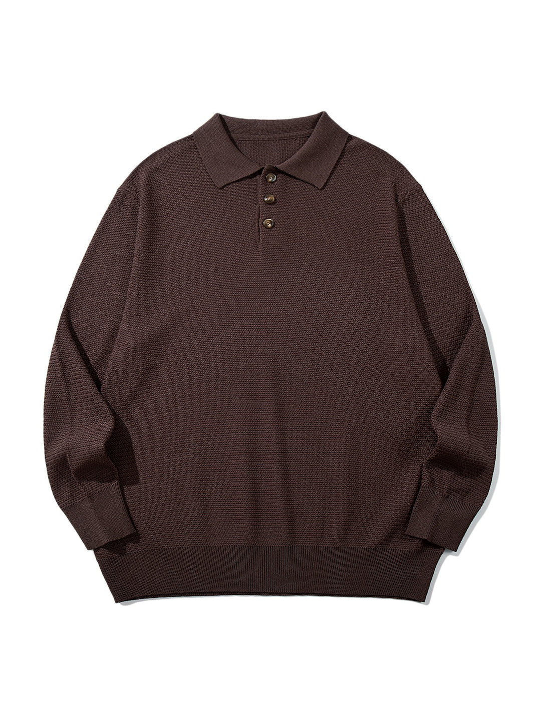Unisex Waffelstrick-Polo im Relaxed-Fit mit dreifacher Knopfleiste und geripptem Saum Drune