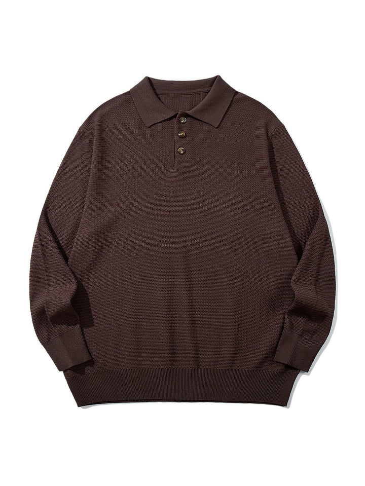 Unisex Waffelstrick-Polo im Relaxed-Fit mit dreifacher Knopfleiste und geripptem Saum Drune
