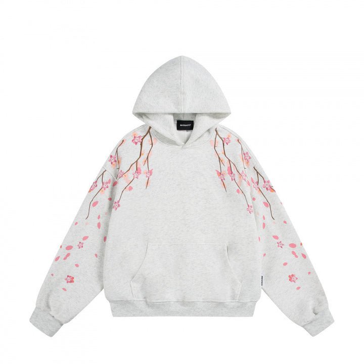 Unisex Oversize-Kapuzensweatshirt mit Kirschblüten-Print, Kängurutasche und lockerem Schnitt Drune